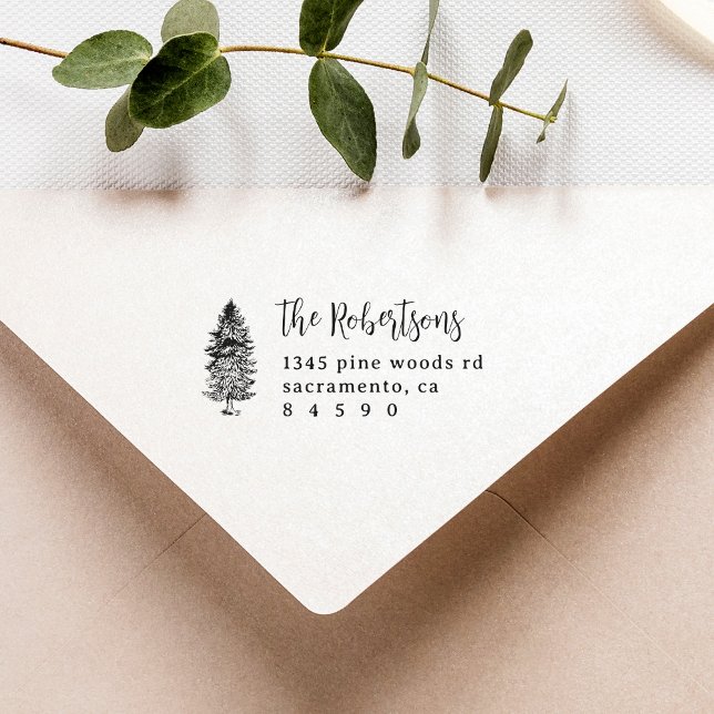 Returadress för skriptfamiljen Rustic Gräs Träd Stämpel (Skapare uppladdad)