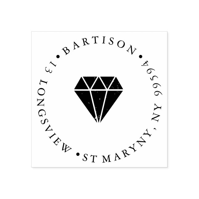 returadress för smycke-DIAMOND-smycken, ROUND Stämpel (Tryck)