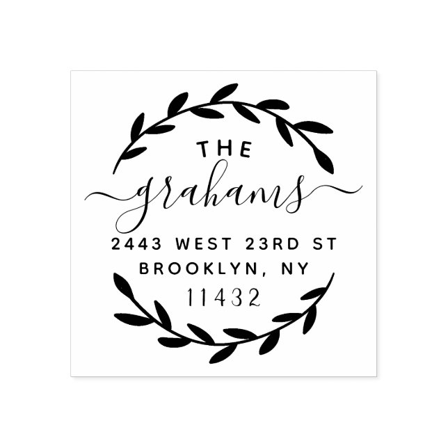 Returadress för snyggt Script Botanical Family Stämpel (Tryck)