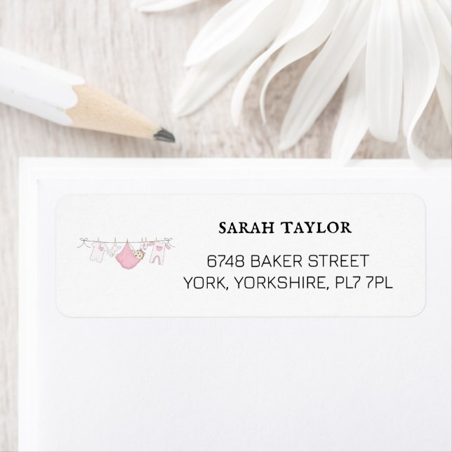 Returadress för spädbarnsskor för Cute Rosa Returadress Etikett (Insitu)