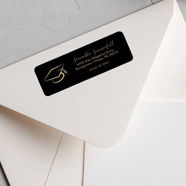 Returadress för Student av Anpassningsbarna för st Etikett (Graduation 2025 Graduate Cap Custom Return Address Label)