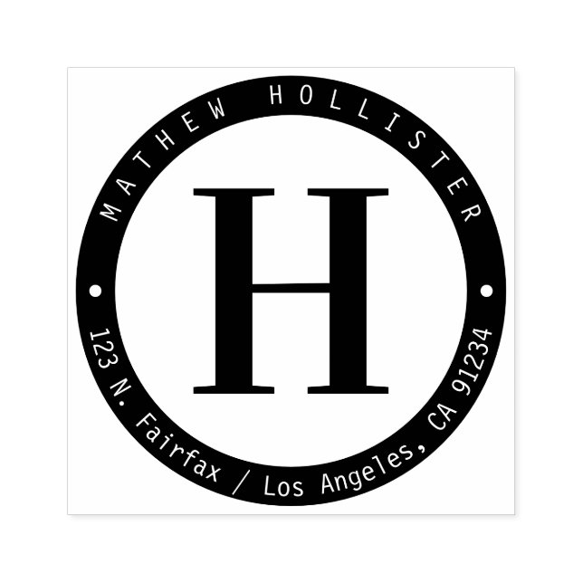 Returadress för svartvit coola i form av ett monog stämpel (Tryck)