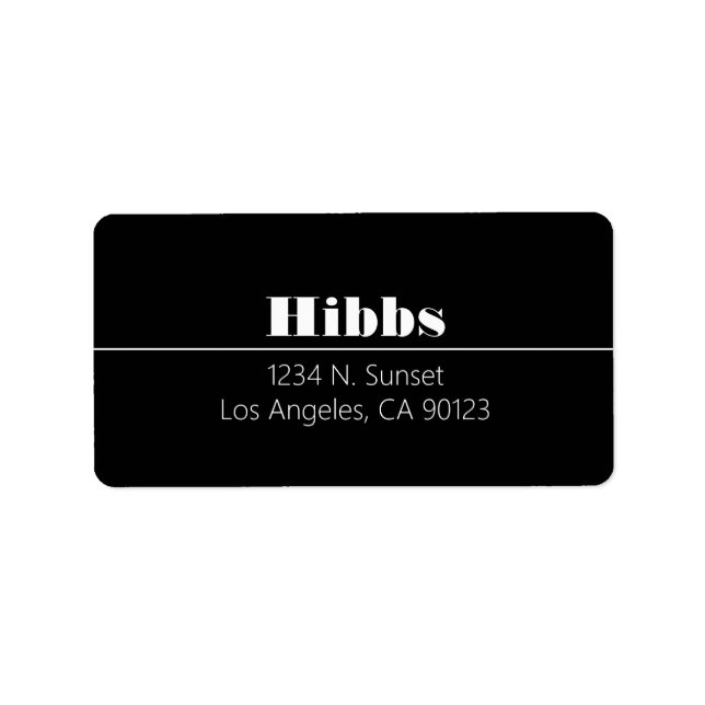 Returadress för svartvit  för enkelt klassnamn adressetikett (Framsidan)