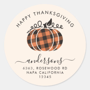 Returadress för Thanksgiving av orange Play Pumpki Runt Klistermärke