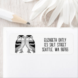 Returadress för tråd Uggla Line Teckning Cute ANPA Returadress Etikett