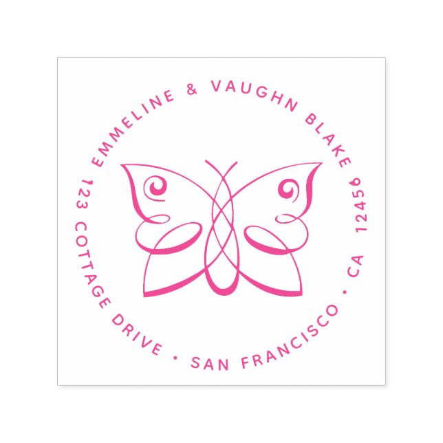 Returadress för trådAbstrakt Butterfly Självfärgande Stämpel (Design)