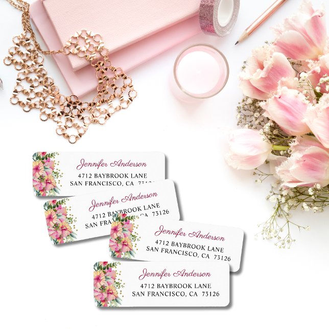 Returadress för tropisk Blommigt Etikett (Skapare uppladdad)