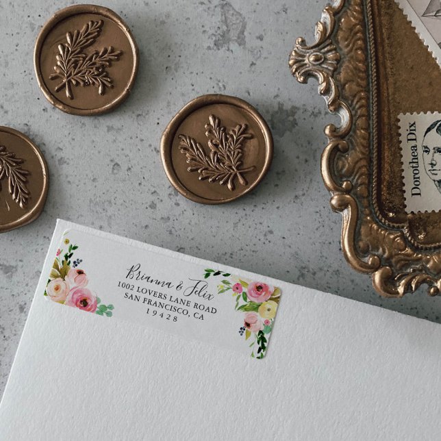 Returadress för tropisk färgfull höstBlommigt Returadress Etikett (Skapare uppladdad)