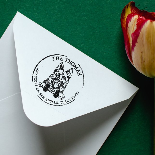 Returadress för tyska Shepherd Hund Family Stämpel (Skapare uppladdad)