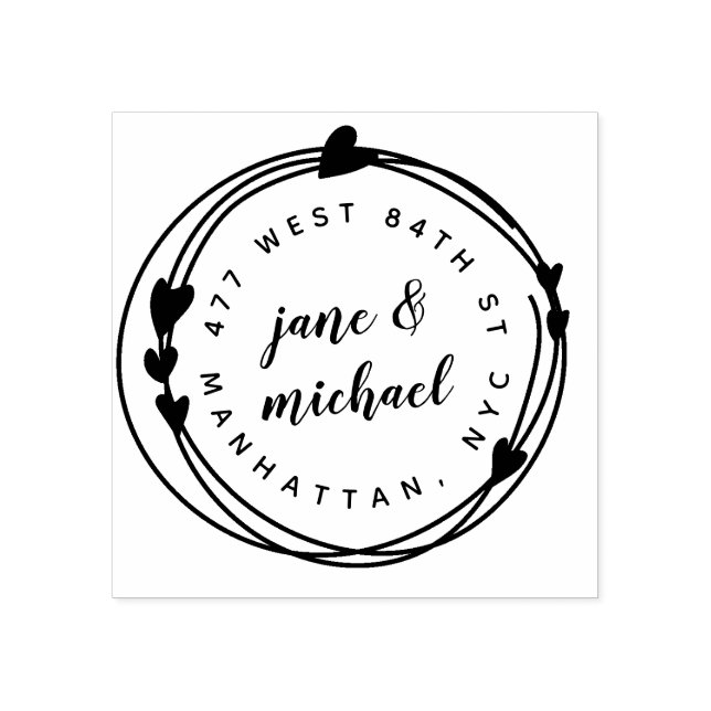 Returadress för utandning av gift par Hand plockad Stämpel (Tryck)