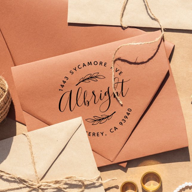 Returadress för utandning av Namn i Rustic Script- Självfärgande Stämpel (Skapare uppladdad)