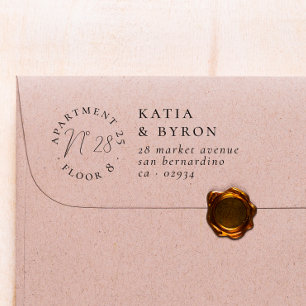 Returadress för utrymmenummer självfärgande stämpel