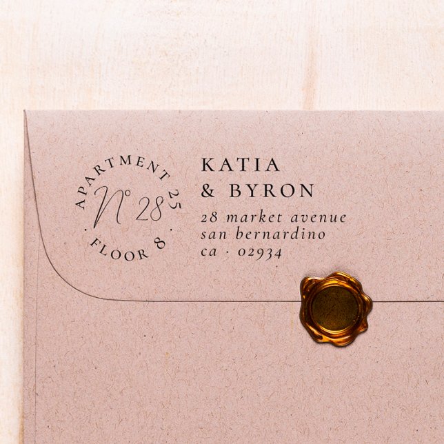 Returadress för utrymmenummer självfärgande stämpel (Rubber Stamp Mock-up)