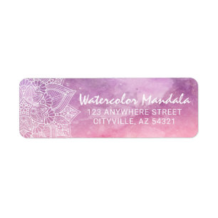 Returadress för vattenfärg Mandala Holistic Healin Etikett