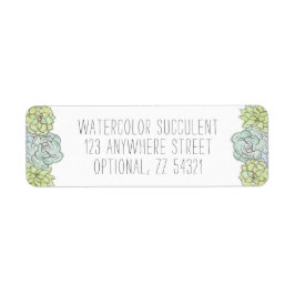 Returadress för vattenfärg Succulent Boho-Chic Returadress Etikett