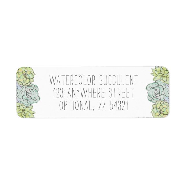 Returadress för vattenfärg Succulent Boho-Chic Returadress Etikett (Framsidan)