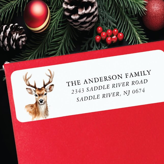 Returadress för vattenfärgers Hjort Returadress Etikett (Skapare uppladdad)