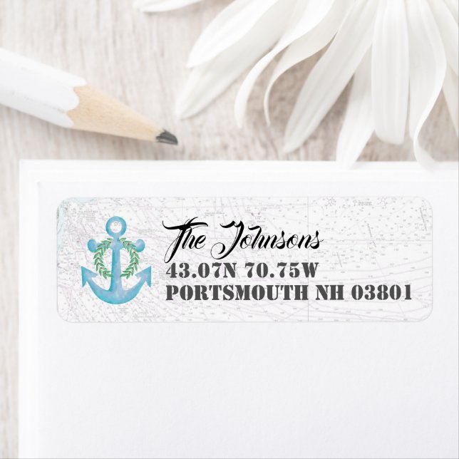 Returadress för vattenfärgsankare för Nautisk Helg Returadress Etikett (Insitu)