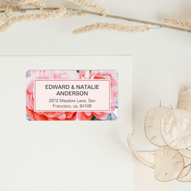 Returadress för vattenfärgsblomma, Elegant Adressetikett (Skapare uppladdad)