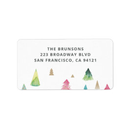 Returadress för vattenfärgsfärgad Julgranar Adressetikett