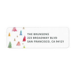 Returadress för vattenfärgsfärgad Julgranar Etikett
