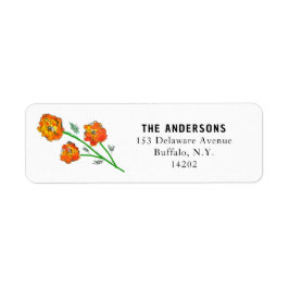 Returadress för vattenfärgsOrange Marigolds Blommi Returadress Etikett