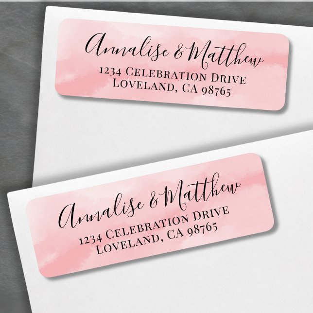 Returadress för vattenfärgsRosa med enkel Elegant Returadress Etikett (Simple Elegant Watercolor Pink Return Address label )