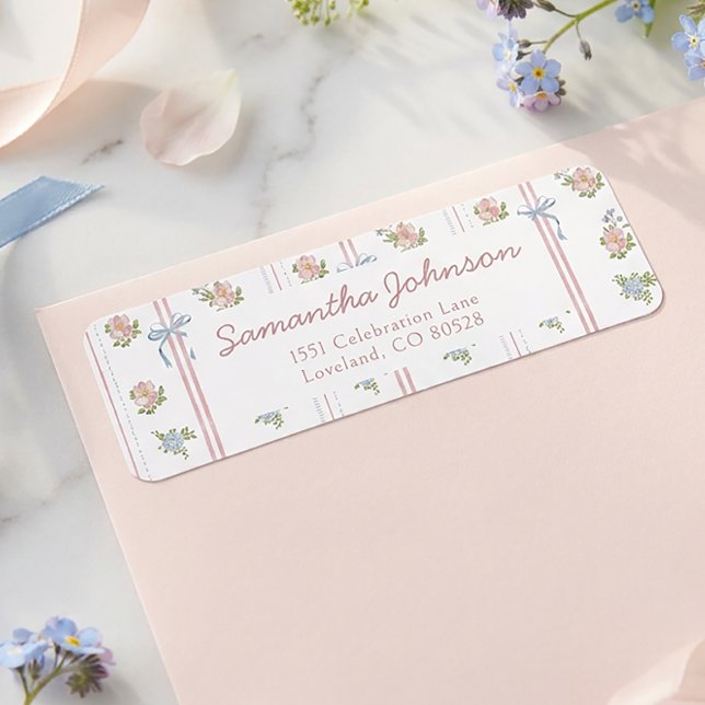 Returadress för vildblomsterstudentfest etikett (Skapare uppladdad)