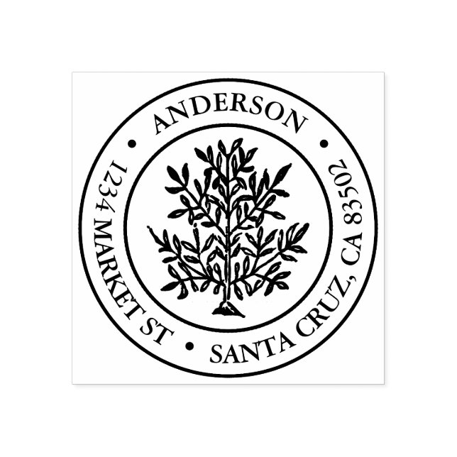 Returadress för vintage för utsmyckningsrunda stämpel (Tryck)