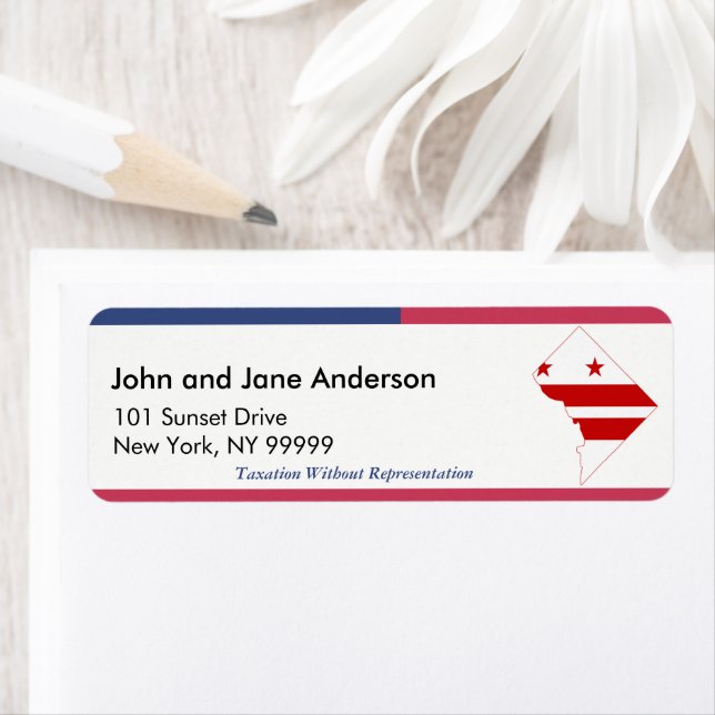 Returadress för Washington DC No representation Etikett (Insitu)