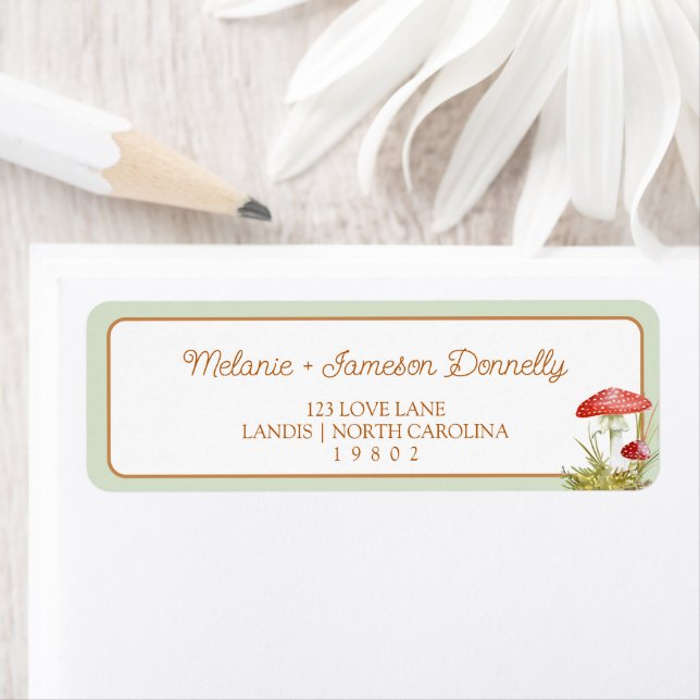 Returadress för Woodland Mushroom Baby Shower Etikett (Insitu)