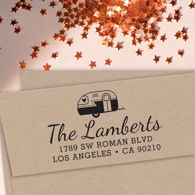 Returadress Frimärke Camper Houseuppvärmningsgåva Självfärgande Stämpel (Skapare uppladdad)