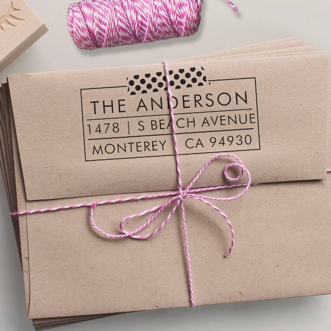 Returadress Frimärke Fake Washi Tape look Self Blä Självfärgande Stämpel (Skapare uppladdad)