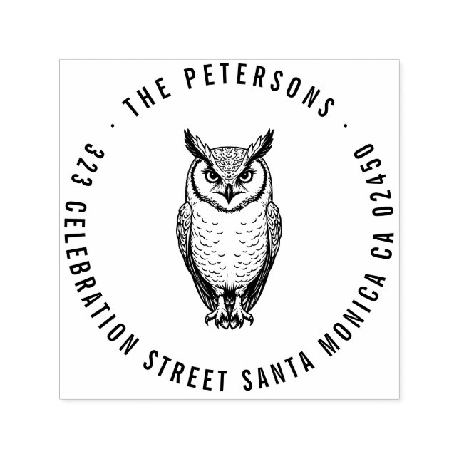 Returadress Frimärke i Uggla, fetstil Självfärgande Stämpel (Design)