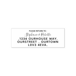 Returadress frimärke, namn och adress. självfärgande stämpel