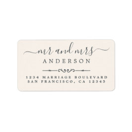 Returadress, fru Script Ivory Bröllop Adressetikett