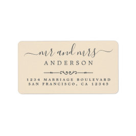 Returadress, fru Script Ivory Bröllop Adressetikett