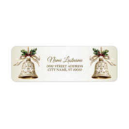 Returadress Golden jul Bell Shiny Stars Etikett