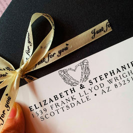 Returadress Goth Bröllop Skeleton Heart Anpassning Självfärgande Stämpel