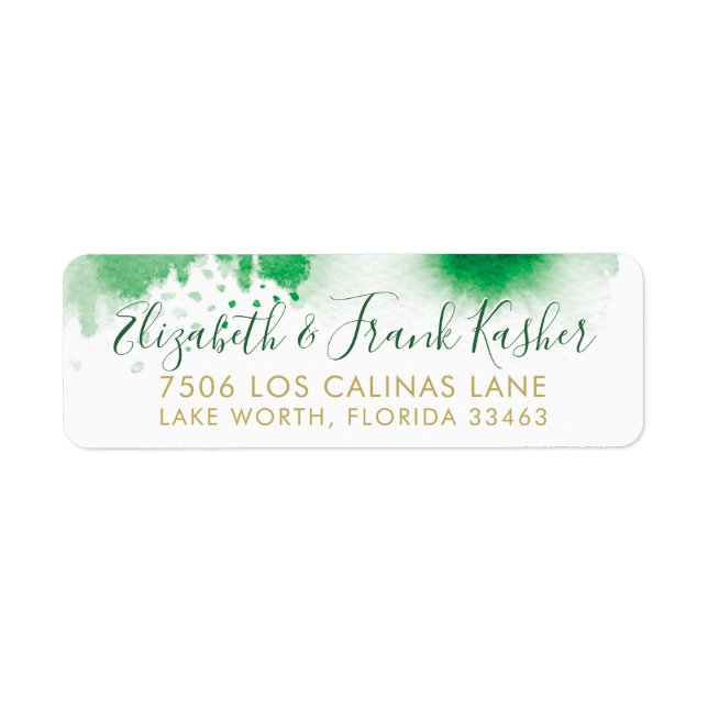 RETURADRESS guld, ljusa grönt, vattenfärg Returadress Etikett (Framsidan)