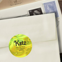 Returadress Gult Grönt Blommigt Vattenfärg