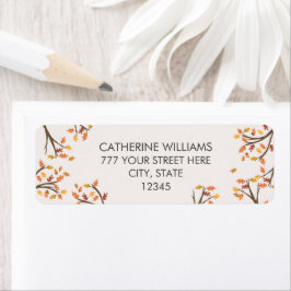 Returadress Höst löv Fall Grenar Etikett