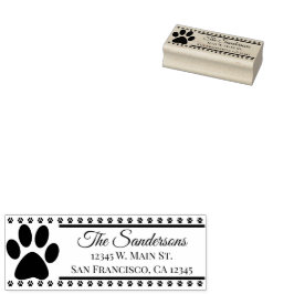 Returadress Hund Cat Pawprint Family Namn Stämpel