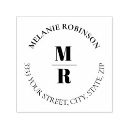 Returadress i fet monogram cirkel självfärgande stämpel