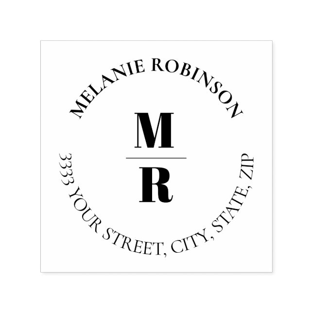 Returadress i fet monogram cirkel självfärgande stämpel (Design)