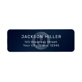 Returadress i marinblå modern enkel monogramstil etikett