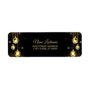 Returadress jul Shiny Golden Ornaments Etikett