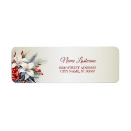 Returadress jul White Red Flowers Helgdag Returadress Etikett
