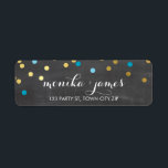 RETURADRESS konetti guld turkos chalkboard Returadress Etikett<br><div class="desc">En modern, djärv design med en toppen söt konetti mönster. Det är enkelt att anpassa konfigurationen som mall med din egen text - gör den till din egen! Vill du ändra designen kärlek, men vill se den ändras - olika färg - en annan produkt för att komplettera ditt varumärke? Inga...</div>