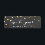 RETURADRESS konetti polka dot guld chalkboard Returadress Etikett<br><div class="desc">En modern, djärv design med en toppen söt konetti mönster. Det är enkelt att anpassa konfigurationen som mall med din egen text - gör den till din egen! Vill du ändra designen kärlek, men vill se den ändras - olika färg - en annan produkt för att komplettera ditt varumärke? Inga...</div>